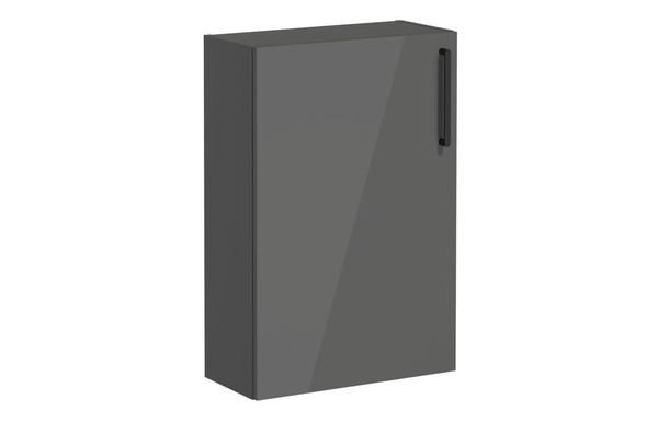 VitrA Root Flat 55cm 1 Door Slim Lower/Base Unit (LH Hinge) - Anthracite High Gloss
